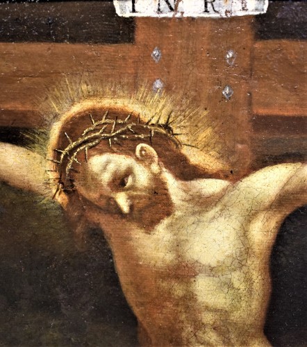Antiquités - La Crucifixion du Christ - ècole Flamande du XVIIe siècle
